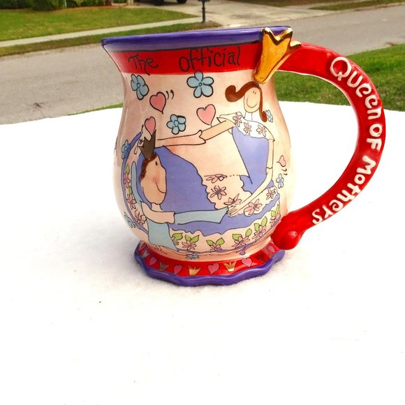 Blue Sky Clayworks Mug "Queen of Mothers" 2008 Never Used - Picture 1 of 8